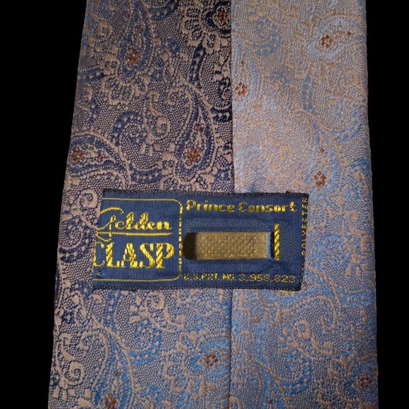 Vintage Ombre Prince Consort Golden Clasp Paisely Fade Men’s Tie - Picture 3 of 4